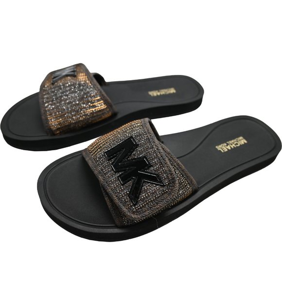 MICHAEL KORS Women's PALMER Glitter Chain Mesh Slide Sandal - Picture 1 of 4